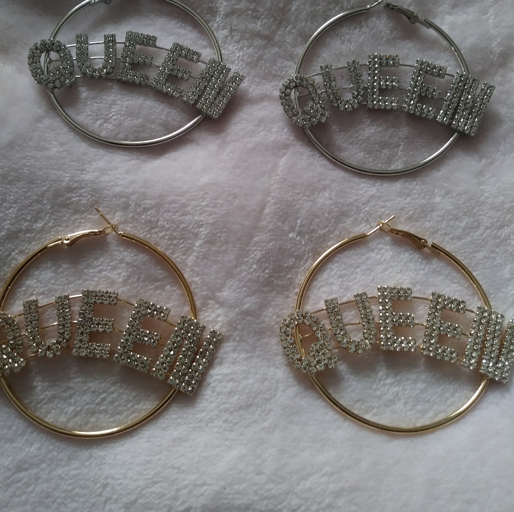 Queen hoop earrings